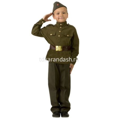 Карн.костюм Солдат р.32 рост 122см (рубашка, брюки, пилотка) текстиль 8008-122-64
