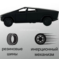 Машина "Tesla Cybertruck" черная, инерционная, металл 13,7см (свет, звук, открывающиеся двери) от магазина "Карандаш"