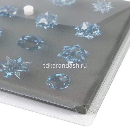 Папка-конверт на кнопке А5 пвх, с расширением 2,5см, прозрачная 2915 от магазина "Карандаш"