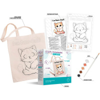 Раскраска на сумке "Мурчащий котик" (шоппер 35х40см, краски 5шт., кисть) RWCB-018 от магазина "Карандаш"