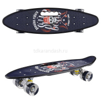Скейтборд 60х17см, пластик, 4 колеса PU d=5,8см светятся, с ручкой U040865Y от магазина "Карандаш"