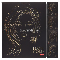 Тетрадь А5 48л клетка "Lady gold" на скобе 3D фольга матовая ламинация 5 дизайнов 079236 от магазина "Карандаш"