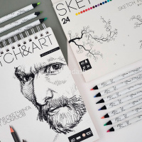 Карандаши 24 цвета "Sketch&Art" трехгранные утолщенные дерево, картон 30-0115 от магазина "Карандаш"