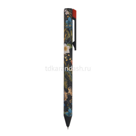 Ручка гелевая "Flora. Black night" 0,38мм черная, автомат, корпус Soft Touch, 3 вида 20-0467 от магазина "Карандаш"