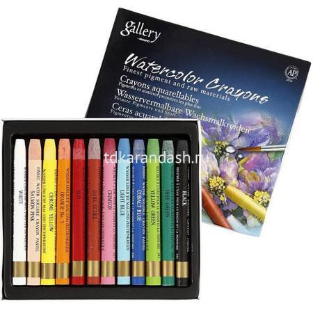 Пастель 12 цветов "Watercolor Crayons" акварельная круглая, картон MGMAC12 от магазина "Карандаш"