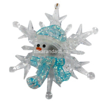Ёлочное украшение "Снежинка-Снеговик" 10см 2 вида светящийся, пластик Y206-13 от магазина "Карандаш"