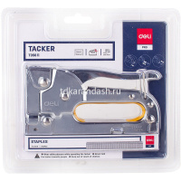 Степлер мебельный №13/4-8,№53/4-8 "Pro" серебристый/желтый (скобы 53/8-800шт.) ET35011 от магазина "Карандаш"