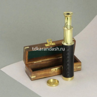 Подзорная труба 32см в деревянном боксе, дерево/металл/кожа/стекло TN-24-3165 от магазина "Карандаш"