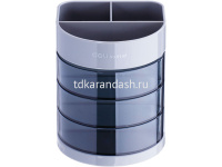 Подставка д/канц.принадлежностей d-8,5х10,5см 6 отделений, пластик, черная/серая E9147 от магазина "Карандаш"