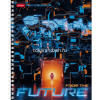 Тетрадь А5 96л клетка "Future" на спирали, многоцветный срез, перфорация на отрыв 4 дизайна