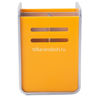 Подставка д/канц.принадлежностей 9х8х11см 4 отделения, пластик, оранжево-серая E9137 от магазина "Карандаш"