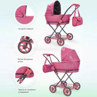 Коляска для куклы 70х40х80см бордовая лежачая, с корзинкой и сумкой "Багги Бум" металл 8019-0975/СТ от магазина "Карандаш"