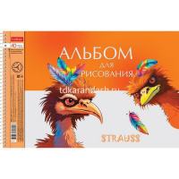 Альбом для рисования А4 40л "Модные страусы" на спирали, перфорация на отрыв, 4 дизайна 085174 от магазина "Карандаш"