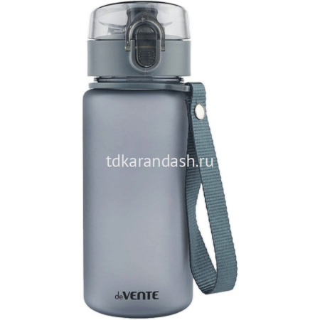 Бутылка для воды 400мл 17,9x6,5см с диффузором, пластик, матовая серая, нескользящее покрытие