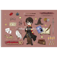 Альбом для рисования А4 30л "Гарри Поттер" на спирали, перфорация на отрыв, 5 дизайнов 056950 от магазина "Карандаш"