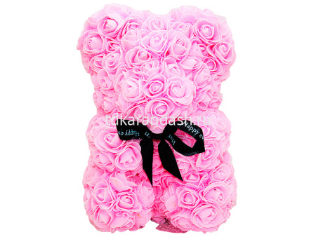 Сувенир "Мишка из роз" 25 см, розовый 181124-3