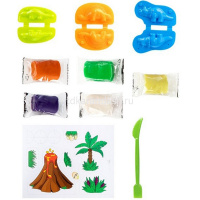 Набор д/лепки из теста 5 цветов 50гр. "Динозавры" (3 формочки, вкладыш, стек) TA2038 от магазина "Карандаш"