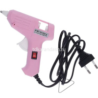 Пистолет клеевой электрический (20Вт) 12х11см диаметр 0,7см, розовый корпус 11569-24 от магазина "Карандаш"