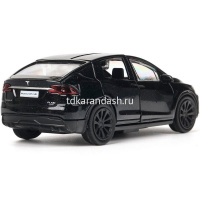 Машина "Tesla Model X Plaid" черная, инерционная, металл 12см (открывающиеся двери) MODELX-12-BK-WOD от магазина "Карандаш"