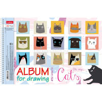 Альбом для рисования А4 32л "CATs" на спирали, перфорация на отрыв, 5 дизайнов 062427 от магазина "Карандаш"