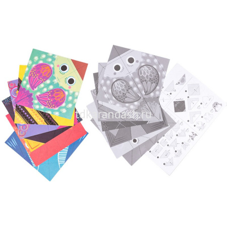Набор для творчества "Оригами. Животные" (цветная бумага 6шт. 14х14см, черно-белая 6шт.) 05039 от магазина "Карандаш"