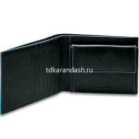 Кошелек "Blue Square" 12,5х9х2см 2 отделения, черный, натуральная кожа PU1239B2R/N от магазина "Карандаш"