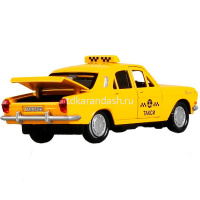 Машина "ГАЗ-2401 Волга Такси" желтая, инерционная, металл 12см (открывающиеся двери) 2401-12TAX-YE от магазина "Карандаш"