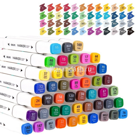 Набор маркеров двусторонних 48 цв, толщина линии 1-7мм в пластиковом пенале 70801-48 от магазина "Карандаш"
