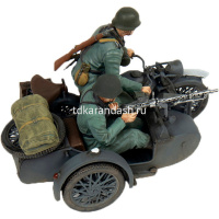 Модель "Немецкий мотоцикл Zundapp K800 с коляской и экипажем" 6,2см 108 деталей 1/35 3717 от магазина "Карандаш"