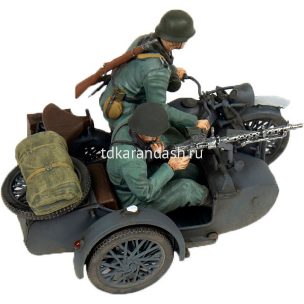 Модель "Немецкий мотоцикл Zundapp K800 с коляской и экипажем" 6,2см 108 деталей 1/35 3717 от магазина "Карандаш"