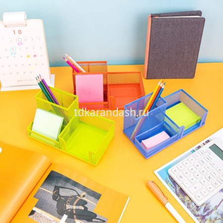 Подставка-органайзер 18x8x9см 3 отделения, сетчатая, металл, 3 цвета 9154 от магазина "Карандаш"