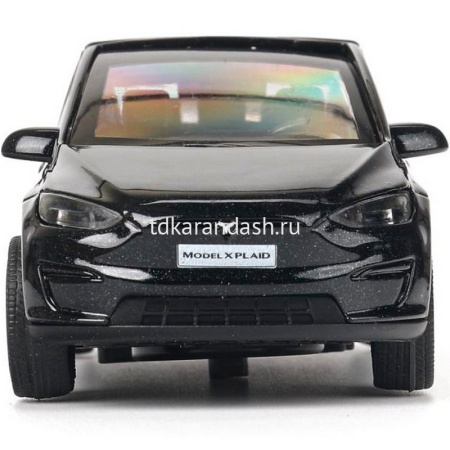 Машина "Tesla Model X Plaid" черная, инерционная, металл 12см (открывающиеся двери) MODELX-12-BK-WOD от магазина "Карандаш"