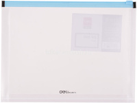 Папка на молнии А4 0,18мм прозрачная с расширением, 4 цвета молнии Е38975 от магазина "Карандаш"