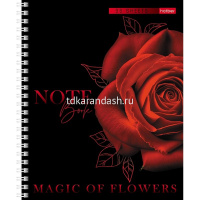 Тетрадь А5 96л клетка "Магия цветов" на спирали, многоцветный срез, перфорация на отрыв 4 дизайна от магазина "Карандаш"