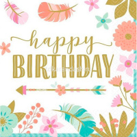 Салфетки "Happy Birthday" 33х33см 20шт 4 вида Y10989-24 от магазина "Карандаш"