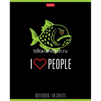 Тетрадь А5 48л клетка "Люблю людей" на скобе выборочный лак 5 дизайнов 075798 от магазина "Карандаш"