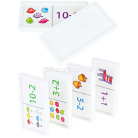 Домино "Веселая математика" пластик (28 деталей 7х3,5см) ИД-5429 от магазина "Карандаш"