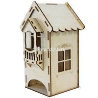 Заготовка для декорирования "Чайный домик с балконом" 9,5х10х21см, фанера 3мм от магазина "Карандаш"
