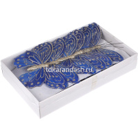 Украшение декоративное "Бабочка" 13,5х10см, синий/золото полиэстер 374-464 от магазина "Карандаш"