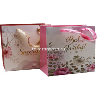 Пакет подарочный "Цветы для тебя" 14х15х7см 4 цвета 11545-24 от магазина "Карандаш"