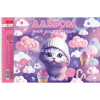 Альбом для рисования А4 40л "Котики-зефирки" на спирали, перфорация на отрыв, 4 дизайна от магазина "Карандаш"
