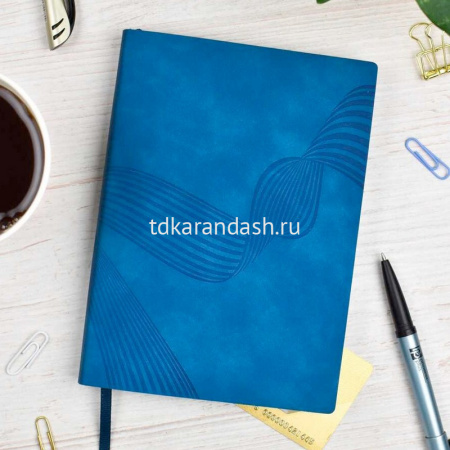 Ежедневник недатированный А6+ "Escalada" 320стр., морская волна, искусственная кожа софт-тач 64029 от магазина "Карандаш"