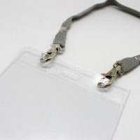 Бейдж 170х110мм вертикальный, с серым шнуром, 2 карабина, пвх прозрачный 3068.250-106 от магазина "Карандаш"