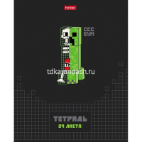 Тетрадь А5 24л клетка "Pixel Boom" на скобе выборочный лак 5 дизайнов 24Т5вмВ1/095017 от магазина "Карандаш"