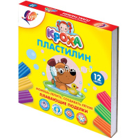 Пластилин 12 цветов 144гр. "Кроха" плавающий, со стеком, картон 29С 1769-08 от магазина "Карандаш"