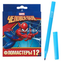 Фломастеры 12 цветов "VK. Marvel. Человек паук" смываемые, картон 057432 от магазина "Карандаш"