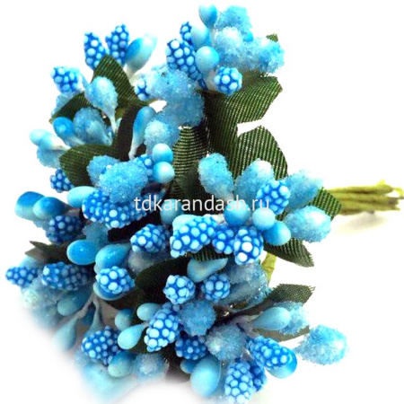 Цветок декоративный Ландыш 2см голубой 12шт/уп. Y3916-16