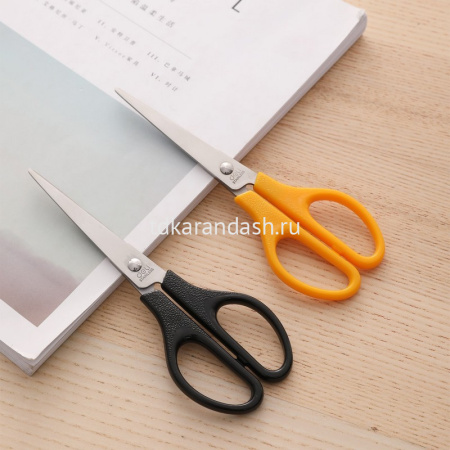 Ножницы 17см сталь, черные, ручки пластик E0603 от магазина "Карандаш"