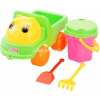 Набор д/песка № 141 (грузовик Кузнечик-2, ведро, сито, грабли, совок) 25х15х15см в сетке 01841/C от магазина "Карандаш"