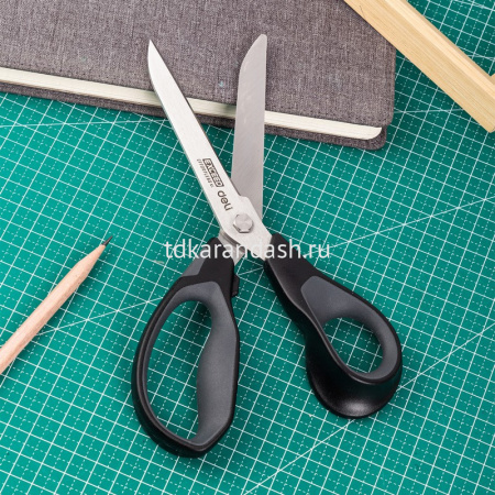 Ножницы 21см сталь, серые, ручки пластик с прорезиненными вставками E77762grey от магазина "Карандаш"